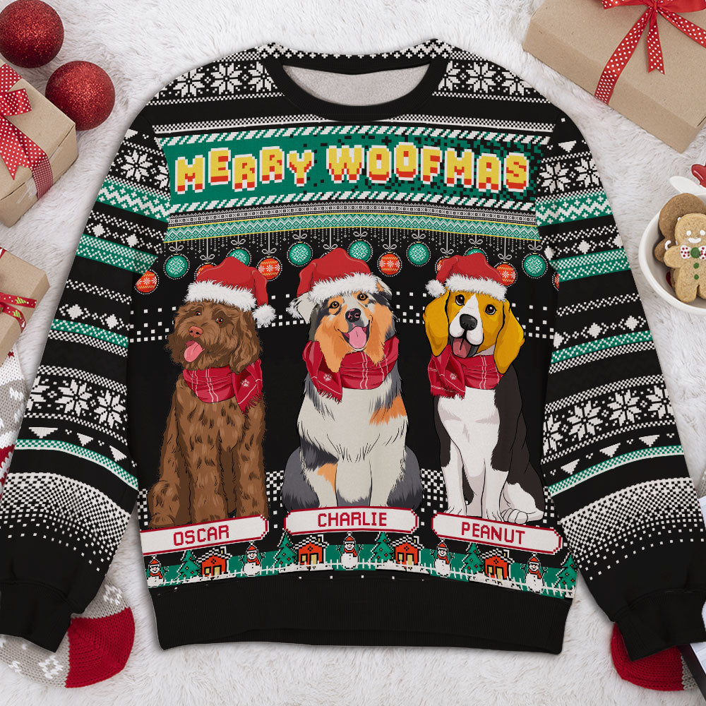 Merry Woofmas From Dog - Personalized Custom All-Over-Print Unisex 8.8 oz Polyester Blend Sweatshirt