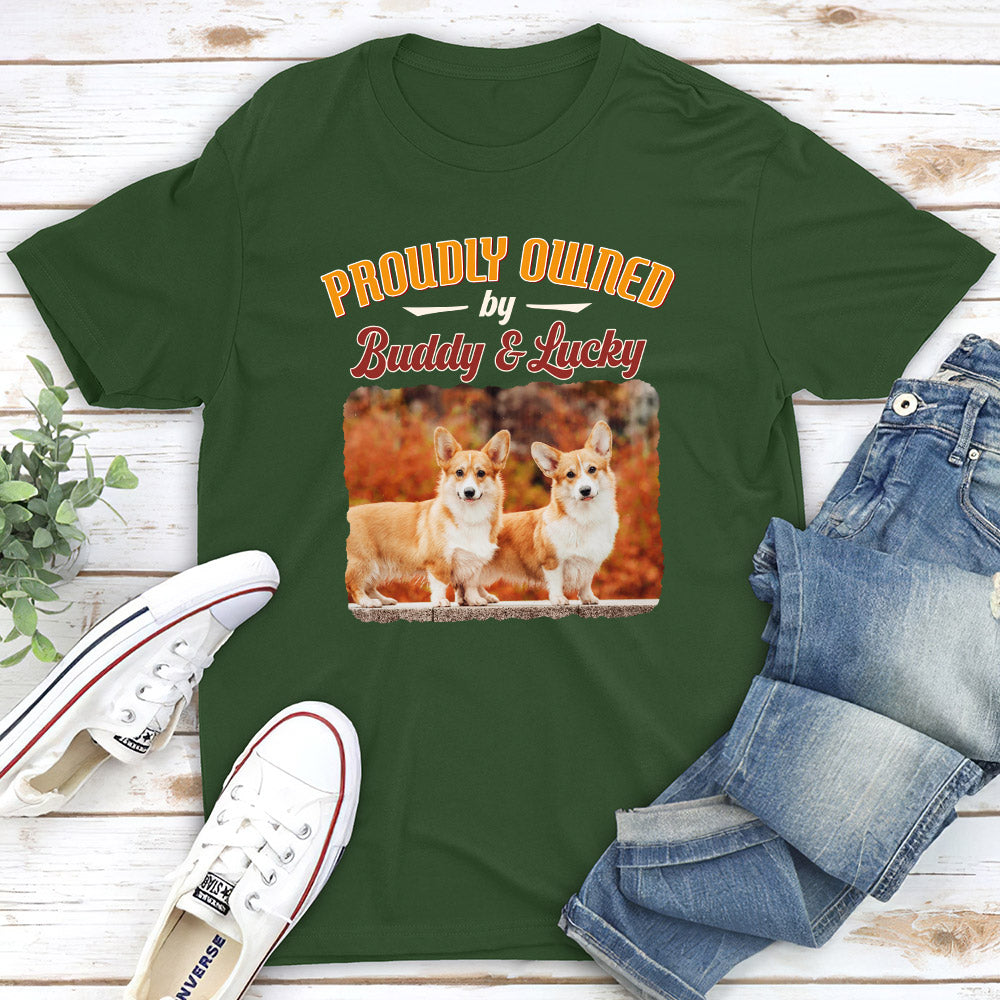 Proudly Owned - Personalized Custom Unisex 5.3 oz T-shirt for Pet Lovers
