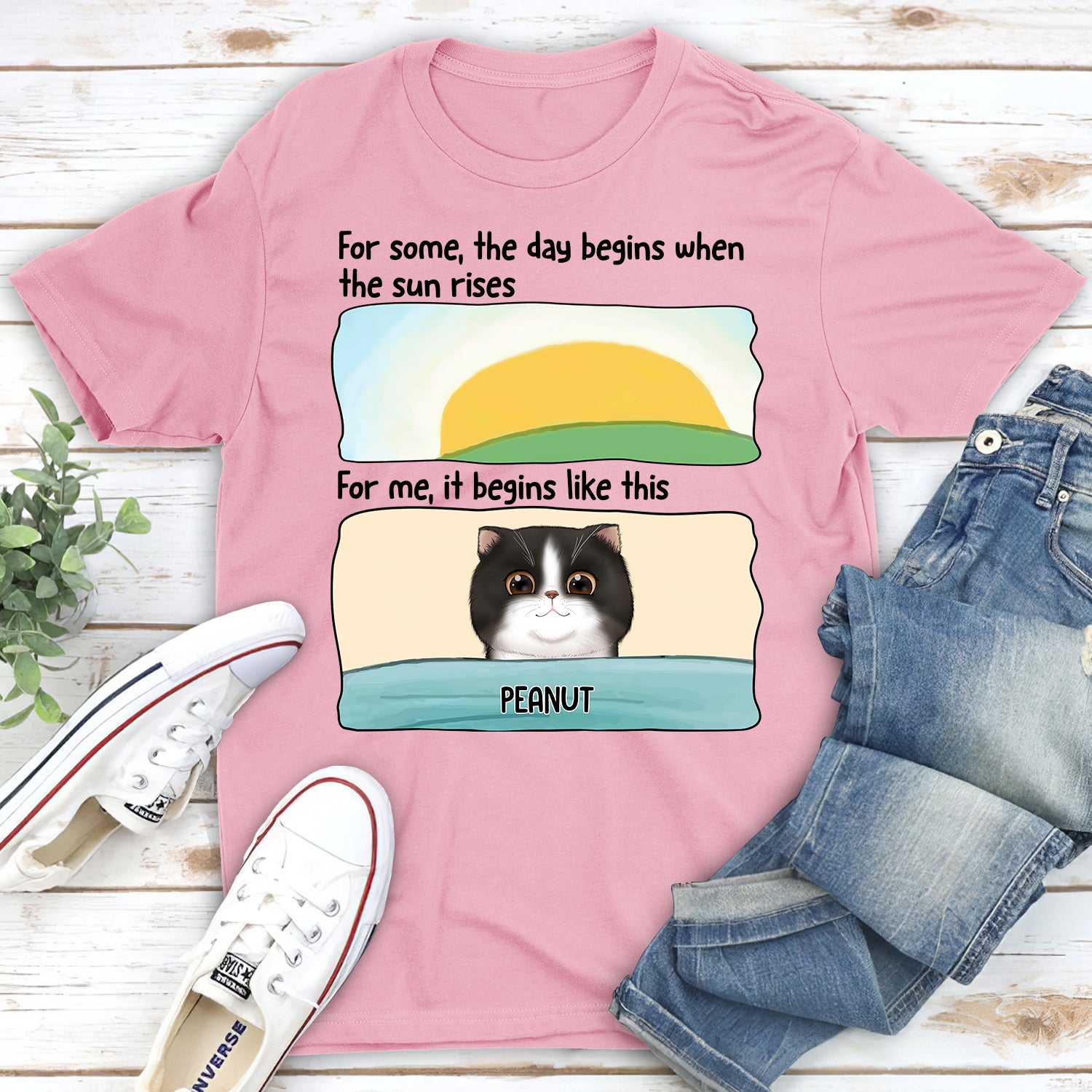 My Day Begins - Personalized Custom Unisex 5.3 oz T-shirt for Pet Lovers