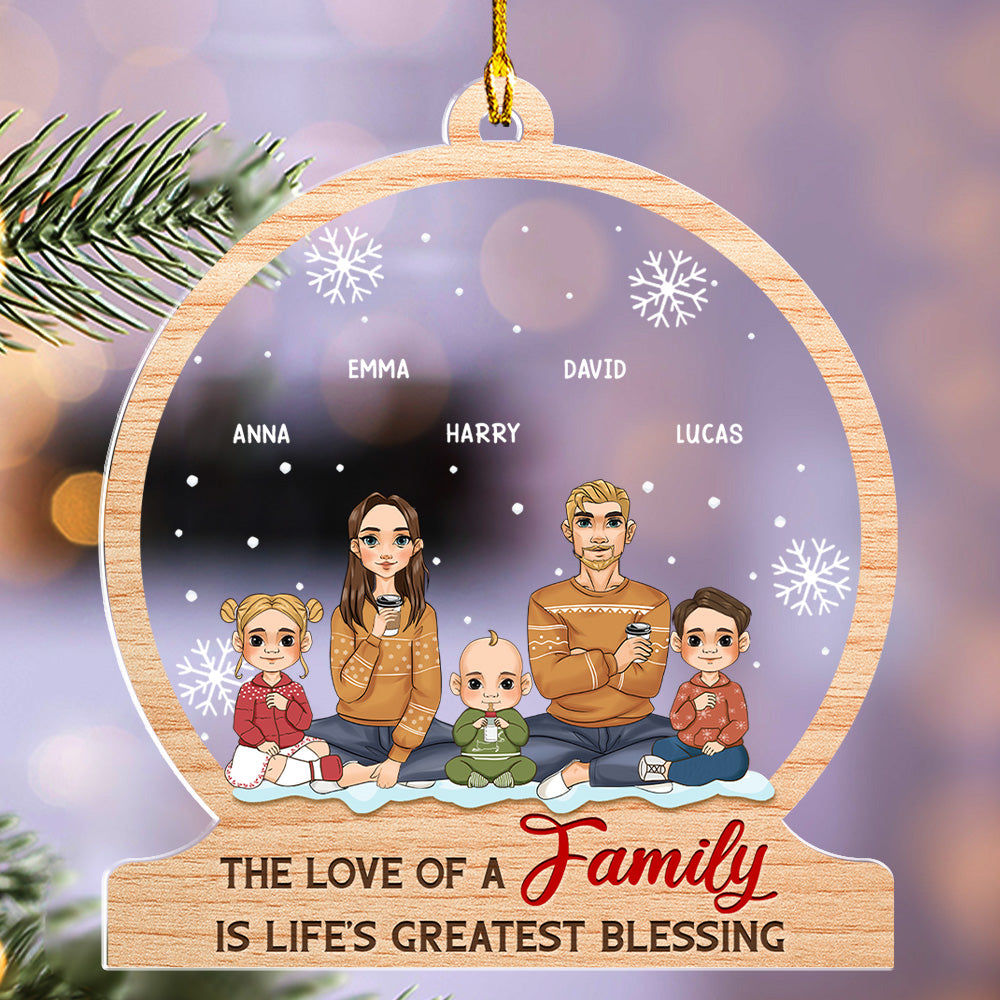 The Heartwarming Love Of Family - Personalized Custom Acrylic Christmas Ornament with 4' Diameter