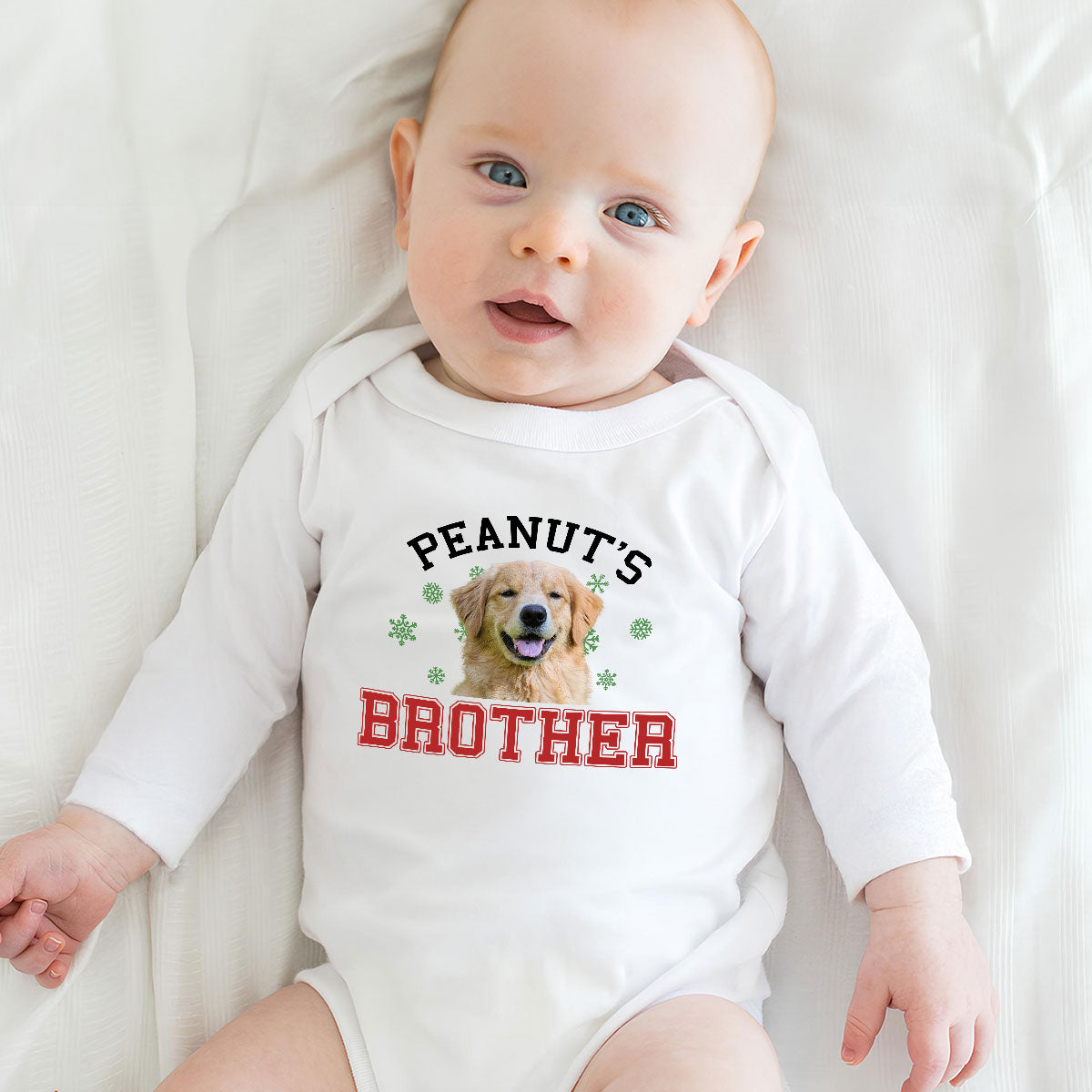 Personalized Custom Long Sleeve Baby Onesie for Baby Dog Brother and Sister Photos