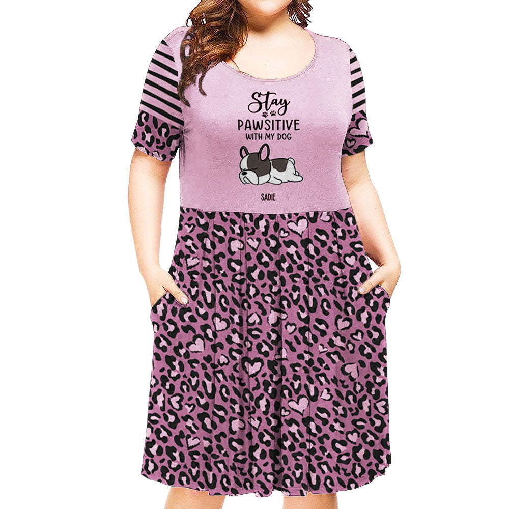 Stay Pawsitive - Customizable Personalized Casual Swing Dress for Dog Moms