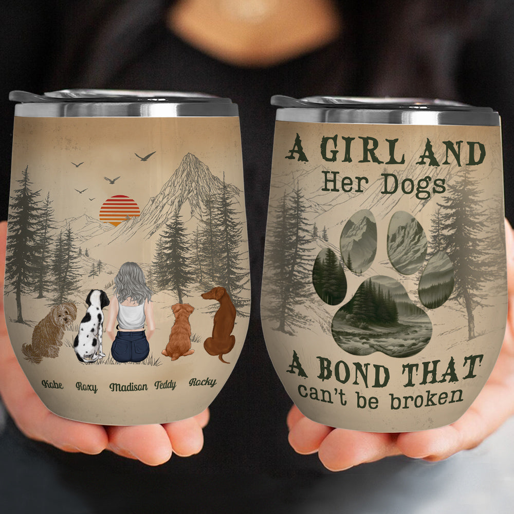 A Girl And Her Dog - Customizable Personalized 12oz Wine Tumbler for Any Occasion