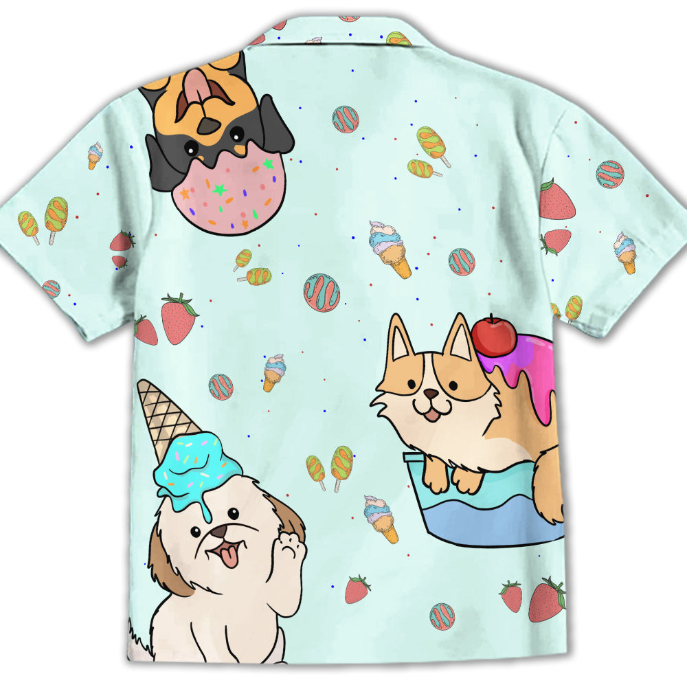 Adorable Dog And Ice Cream 3 Kids' Button-up Shirt for Special Occasions