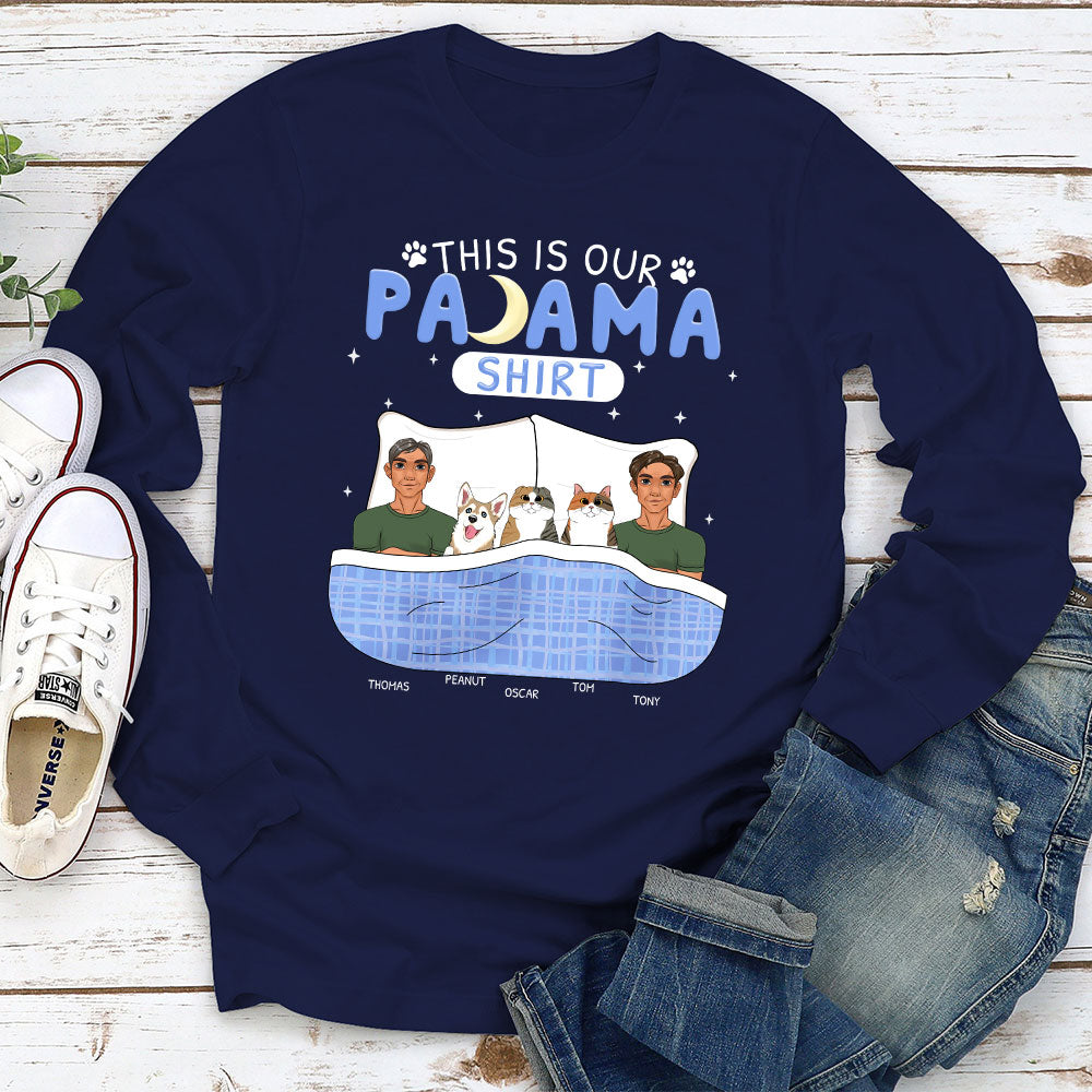 Customizable Pawjama Couple Personalized Long Sleeve Unisex T-shirt for Pet Lovers