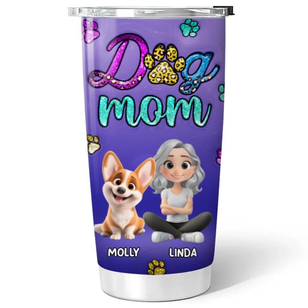 Born To Be a Professional Dog Mom - Personalized Custom 3D Inflated Effect 20oz Stainless Steel Tumbler