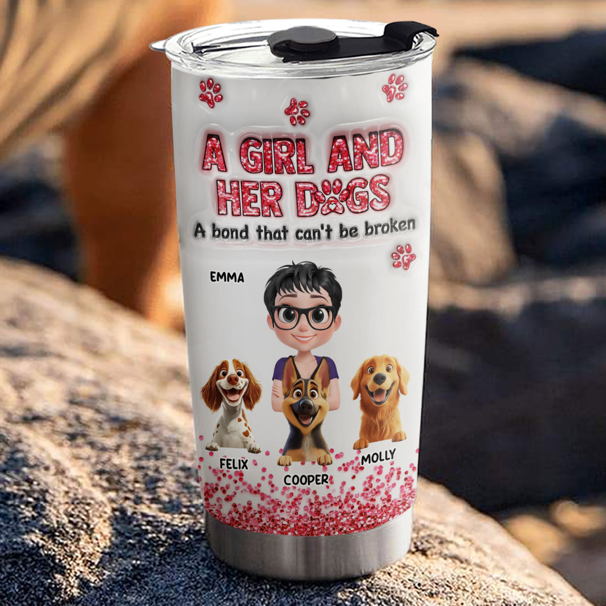 Forever Love My Dog - Personalized Custom 3D Inflated Effect 20oz Stainless Steel Tumbler for All Occasions