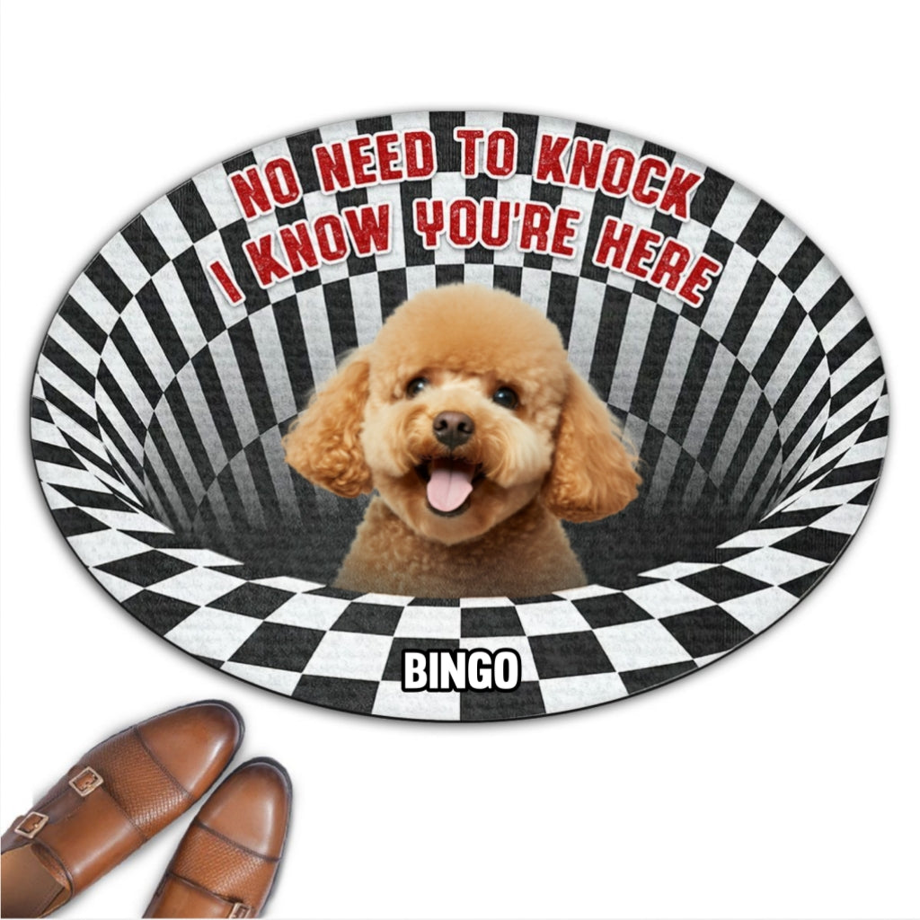 Custom Photo Personalized Doormat: No Need To Knock - Ideal for Pet Lovers