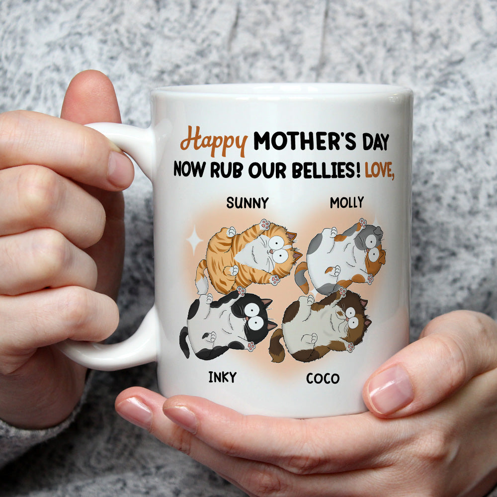 Now Rub Our Bellies - Customizable Personalized Coffee Mug for Pet Lovers