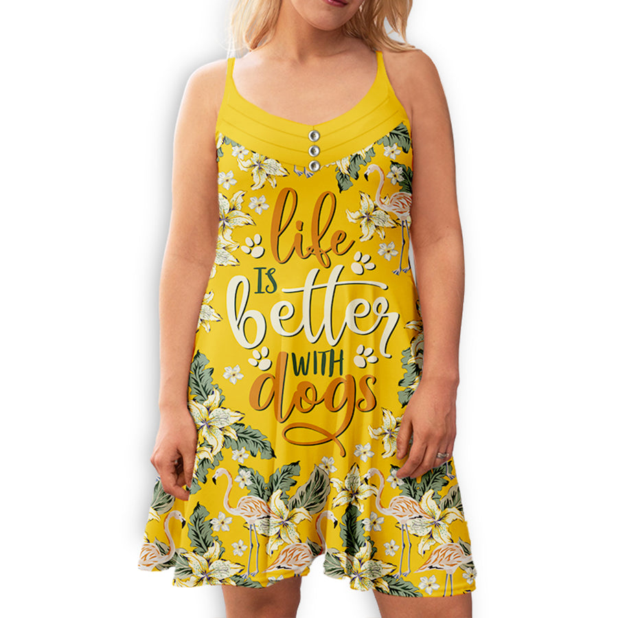 Life Is Better With Dogs - Stylish Adjustable Strap Dress for Dog Lovers