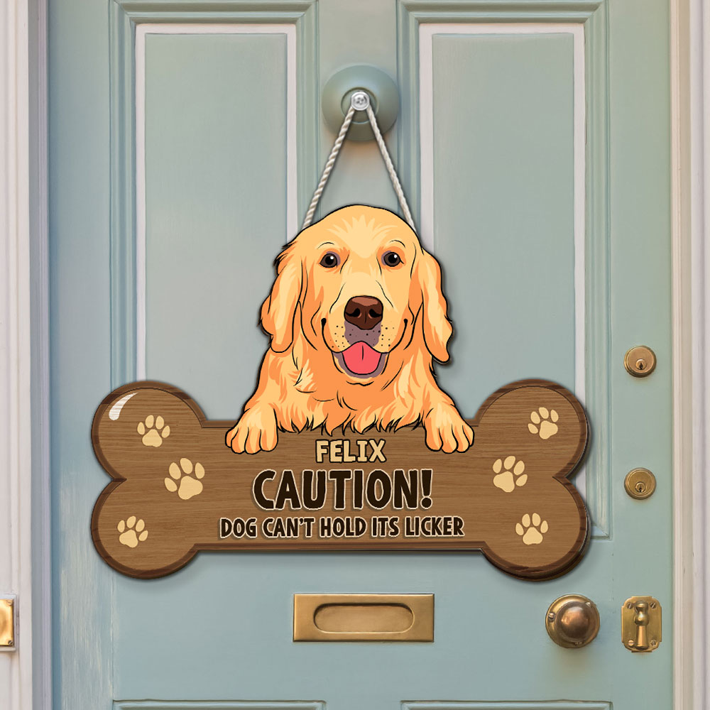 Customizable Personalized Dog Cant Hold Licker Wood Sign for Home Decor - Available in 12in, 14in, 18in