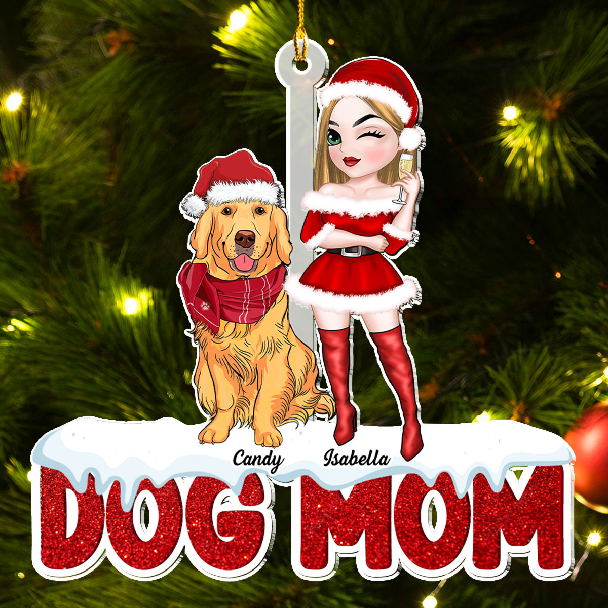 Unique Personalized Custom Acrylic Dog Mom Christmas Ornament