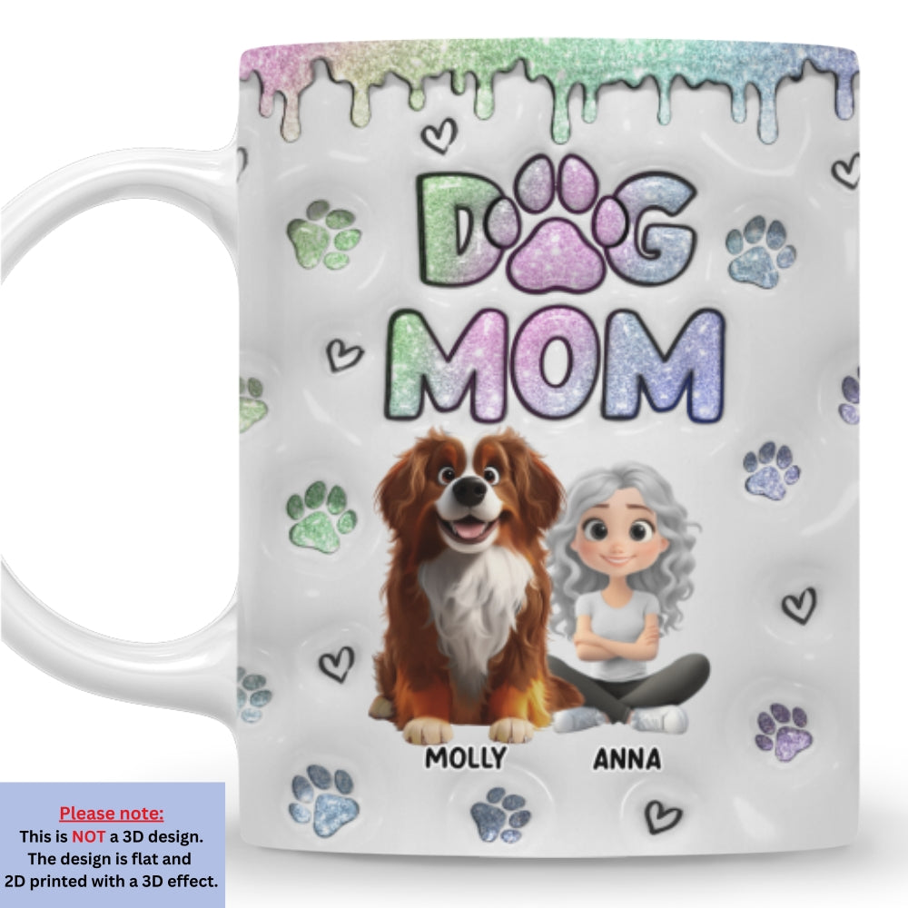 Adorable Chibi Dog Mom Personalized Custom 3D Inflated Effect Ceramic Mug in 11oz and 15oz