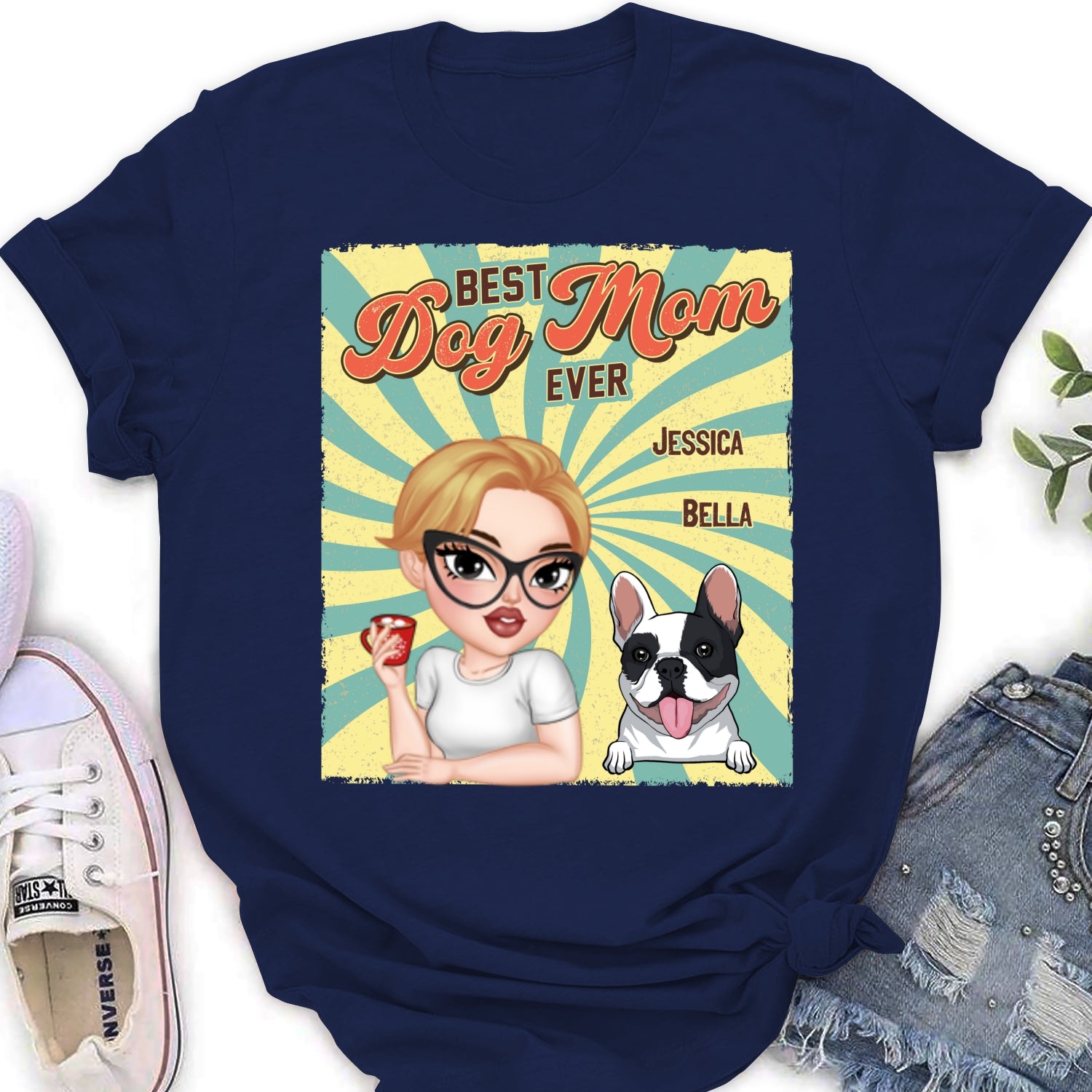Unique Retro Funny Personalized Custom Women's Dog Shirt T-shirt