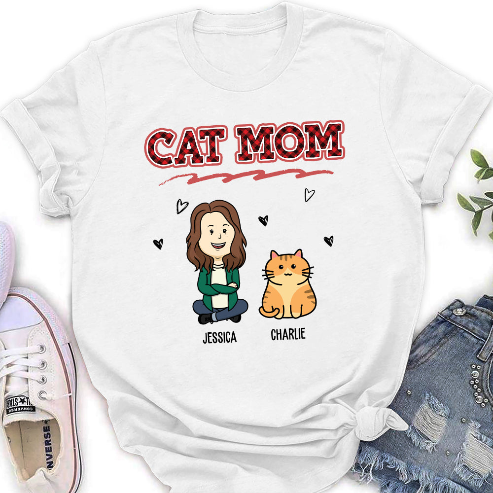 Stylish Cat Mom Red - Personalized Custom Women's Fashion T-shirt