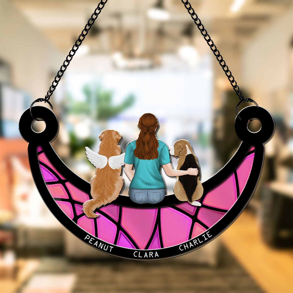 Personalized Custom A Girl And Her Dog Suncatcher - 6 & 8 Inches