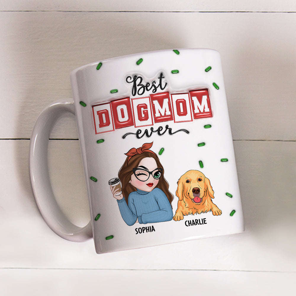 Best Ever Personalized Custom 3D Inflated Effect Ceramic Mug for Dog Moms