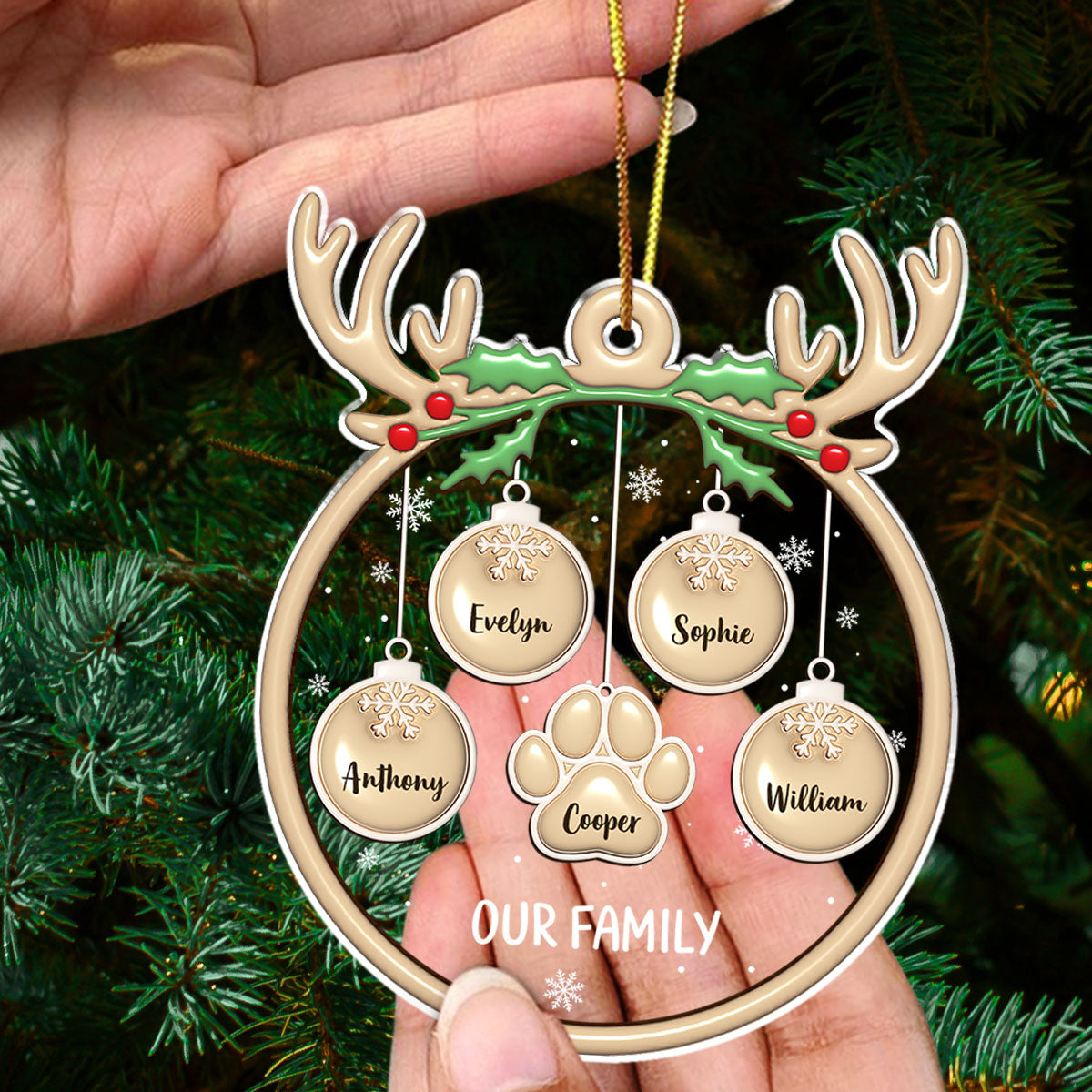 Unique Personalized Custom 3D Inflated Effect Paw Charm Acrylic Christmas Ornament