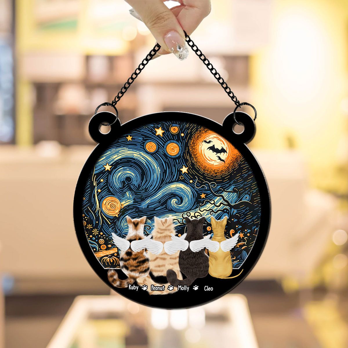 Personalized Custom 'My Thoughts Are With You' Suncatcher - 6 & 8 Inches for Special Occasions