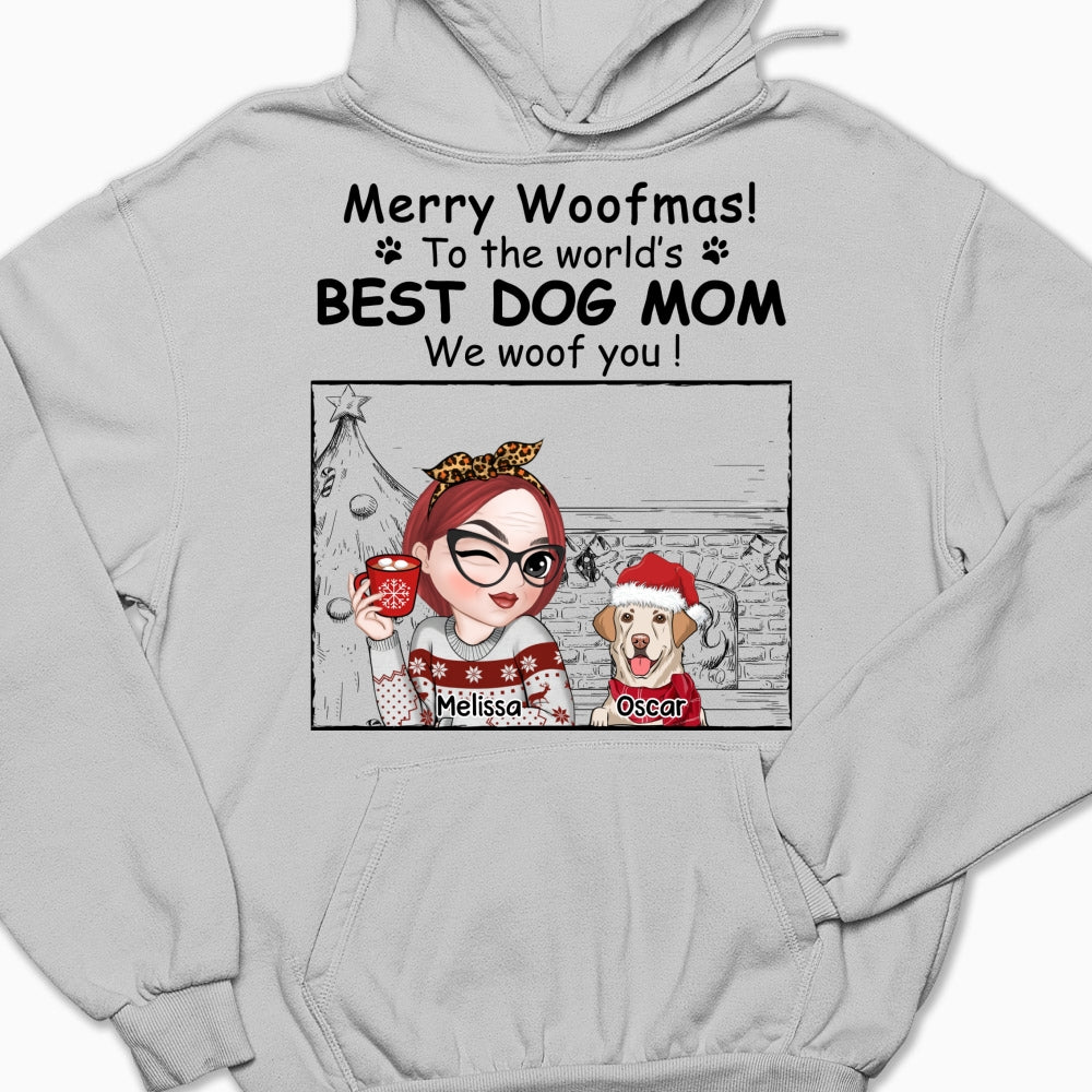 Best Dog Mom Christmas - Customizable Personalized Unisex 8.0 oz Christmas Hoodie for Pet Lovers