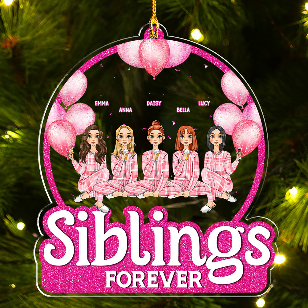 Besties Forever - Customizable Personalized Acrylic Christmas Ornament with 4' Diameter