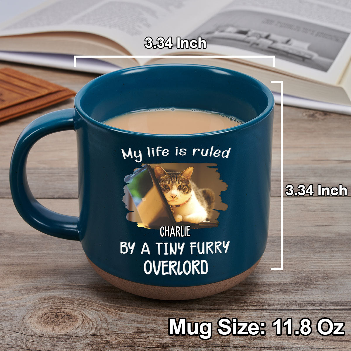 Personalized Custom 11oz Ceramic Mug - Ruled By Tiny Furry Overlords Version with Uploaded Photo