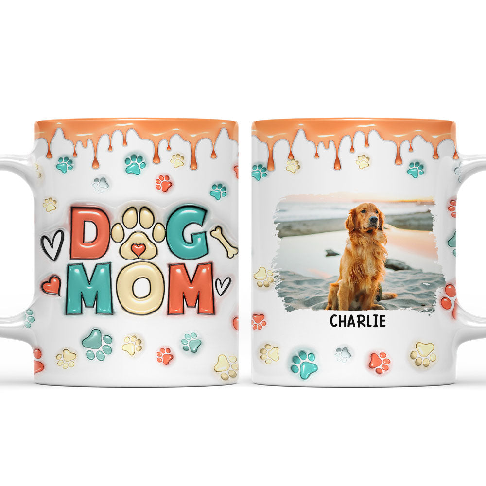 Mom Of Dogs Version 2 Personalized Custom 3D Inflated Effect Photo Mug - 11oz & 15oz