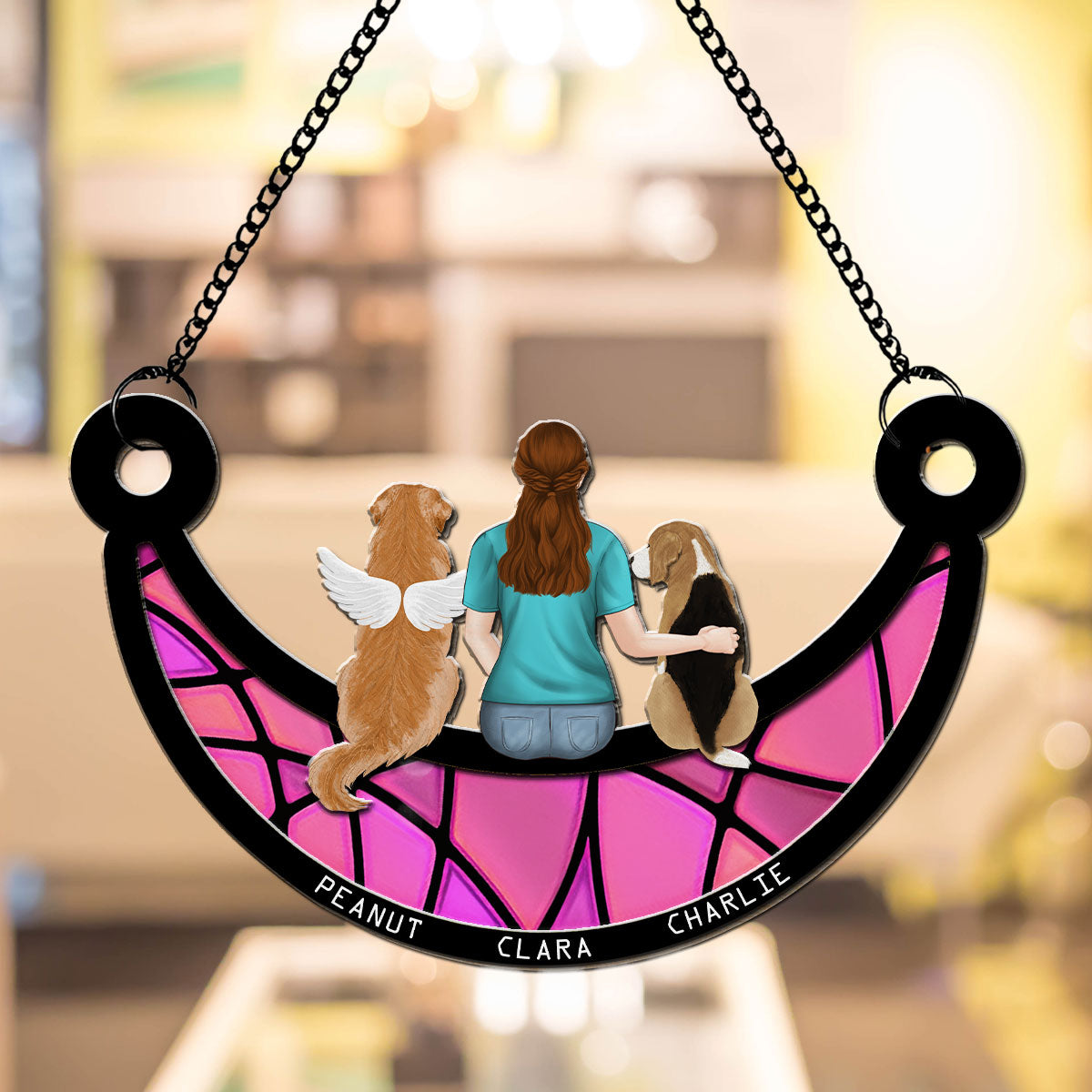 Personalized Custom A Girl And Her Dog Suncatcher - 6 & 8 Inches