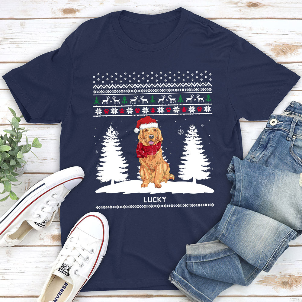 Unique Personalized Custom Unisex Winter Dog T-shirt