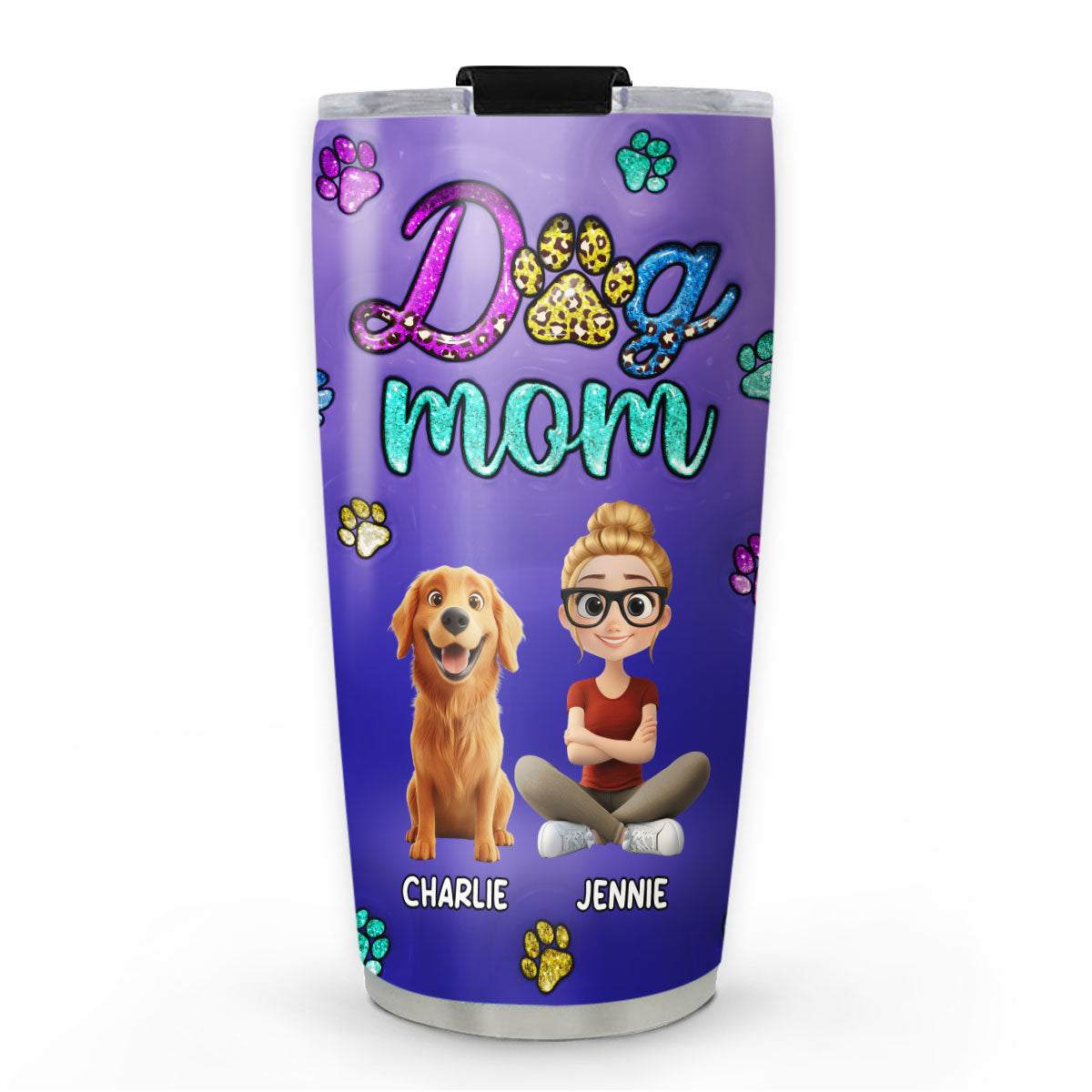 Born To Be a Professional Dog Mom - Personalized Custom 3D Inflated Effect 20oz Stainless Steel Tumbler
