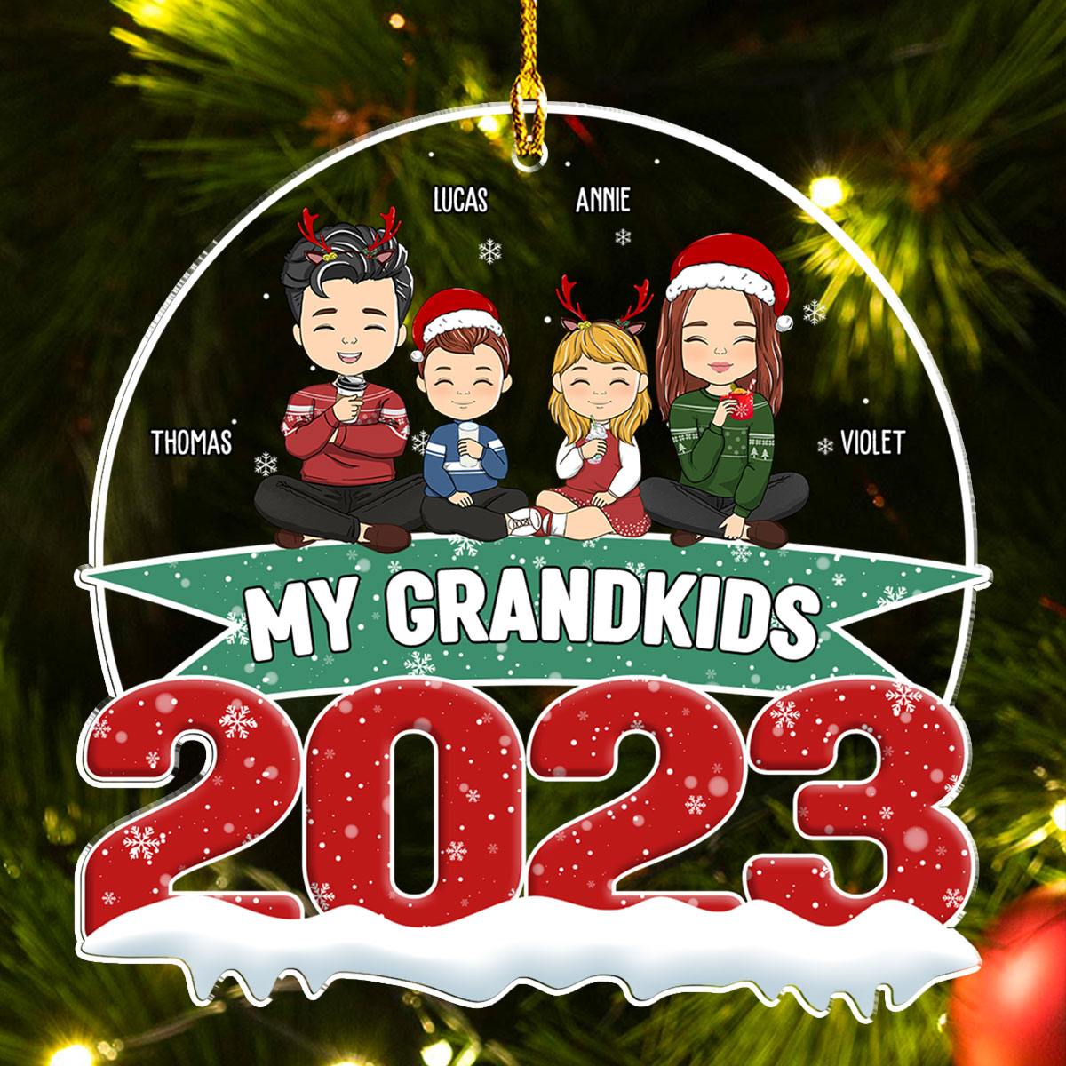 2023 Personalized Custom Acrylic Ornament for My Grandkids - Unique Christmas Keepsake