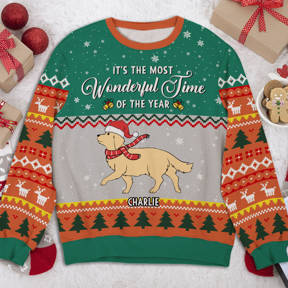 Wonderful Time Walking Dog - Personalized Custom All-Over-Print Unisex 8.8 oz Polyester Blend Sweatshirt