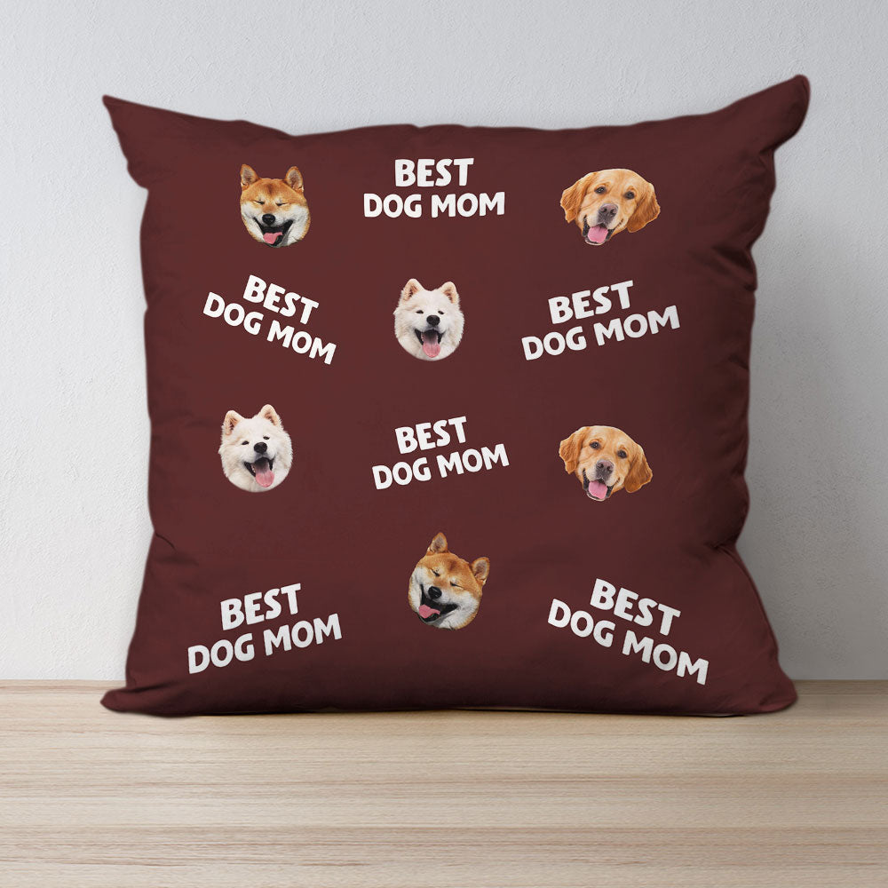 Best Mom Dad Personalized Custom Pet Face Throw Pillow - 12' x 12' and 18' x 18' Sizes