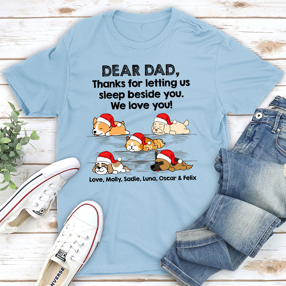 Sleep Beside Pet - Customizable Unisex 5.3 oz Personalized T-shirt for Pet Lovers