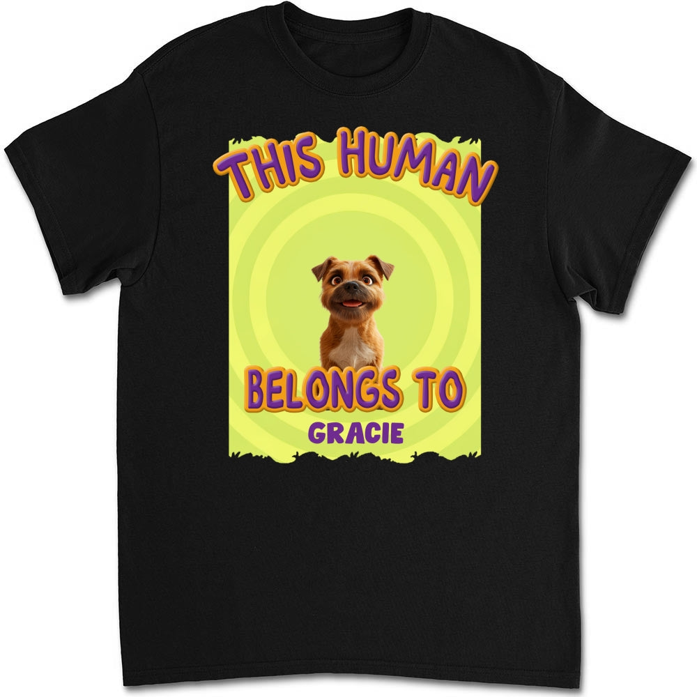 This Human Belongs To Our Pet Cartoon - Personalized Custom Unisex 5.3 oz T-shirt for Pet Lovers