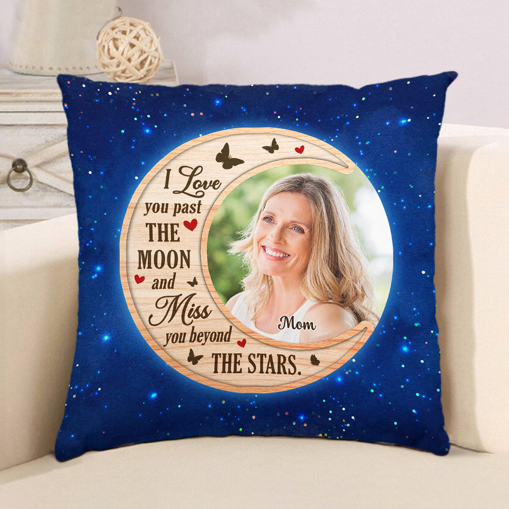 Love You Past The Moon - Customizable Personalized Throw Pillow (12' x 12', 18' x 18')