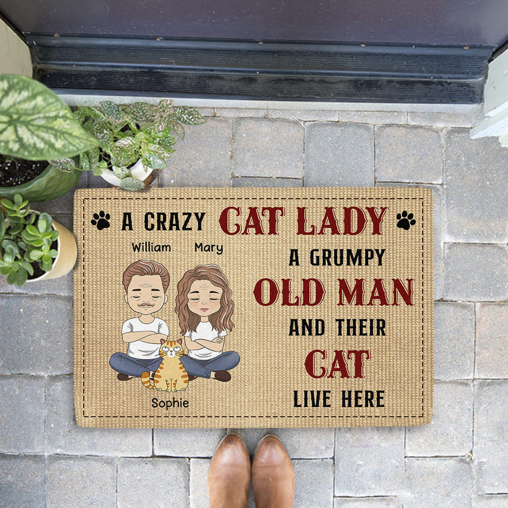 Unique Personalized Custom Doormat for Crazy Cat Ladies and Pet Lovers