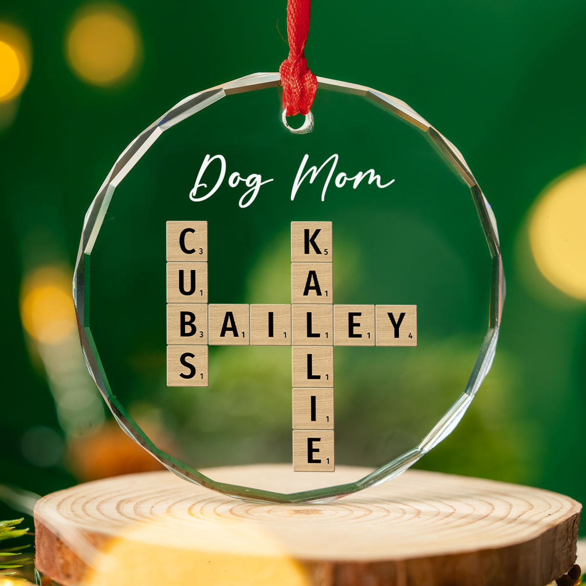 Unique Dog Mom Vibes - Personalized Custom 8mm Thick 3.07-inch Tall Glass Ornament for Special Occasions