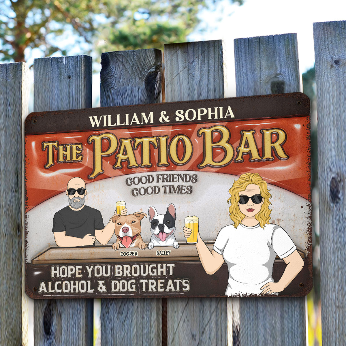 Customizable 3D Inflated Effect Metal Sign for Alcohol and Dog Treats - Personalized Decor
