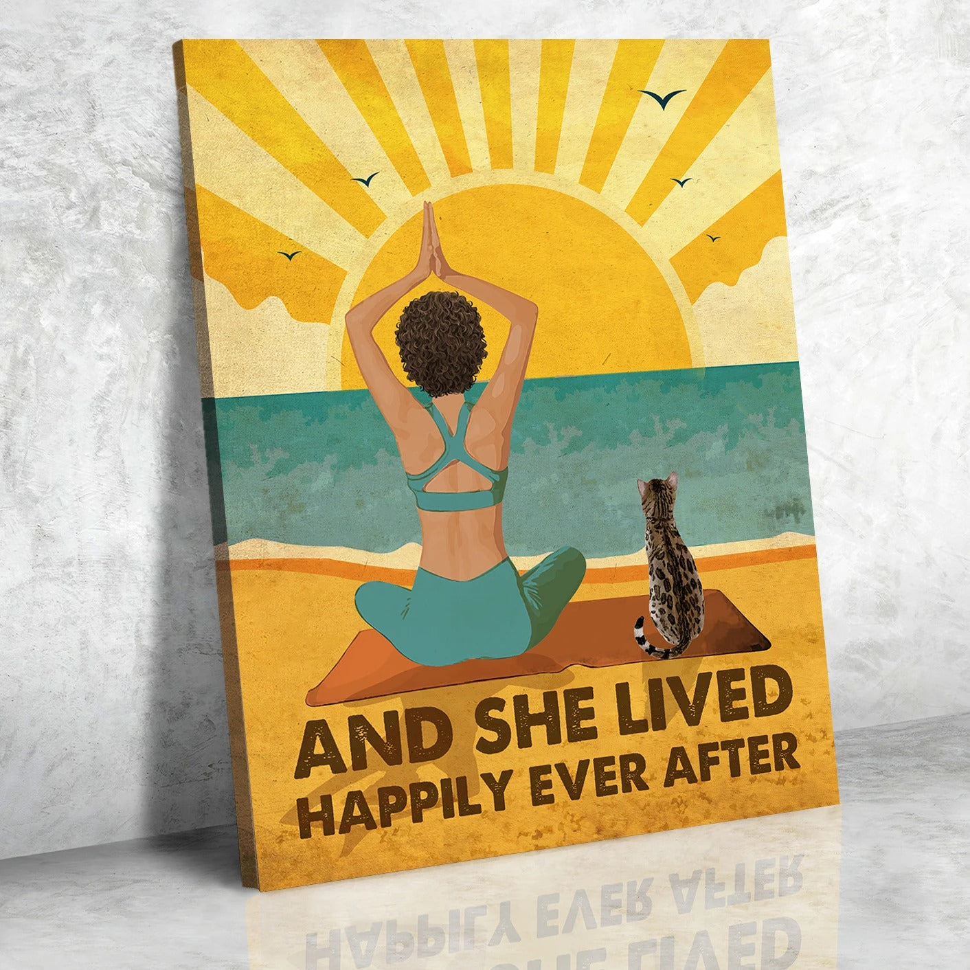 Yoga And Cat - Happily Ever After - Personalized Custom Matte Canvas Print for Pet Lovers