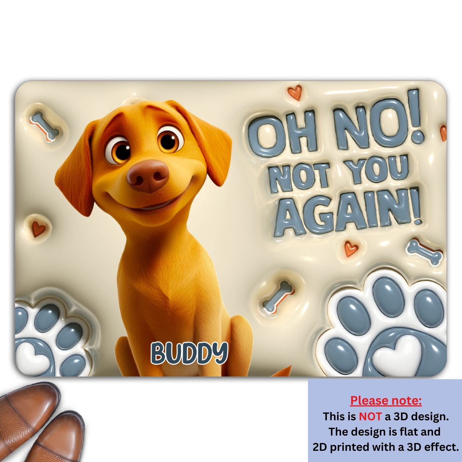 Paws Or Feet Welcome Here - Personalized Custom 3D Inflated Effect Doormat with Sublimation Printing and Multiple Size Options