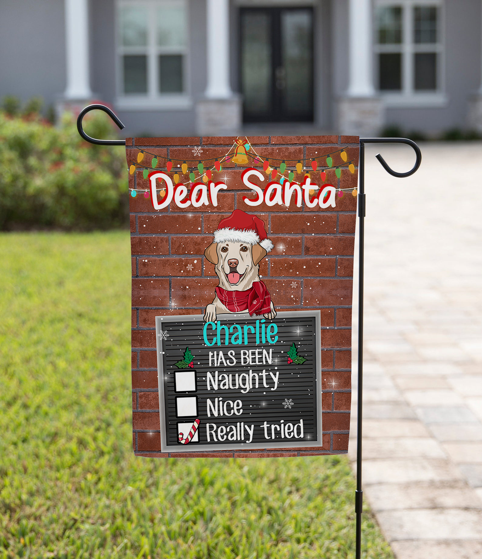 Dear Santa - Personalized Custom Christmas Garden Flag for Pet Lovers - 12' x 18' and 28' x 40' Sizes