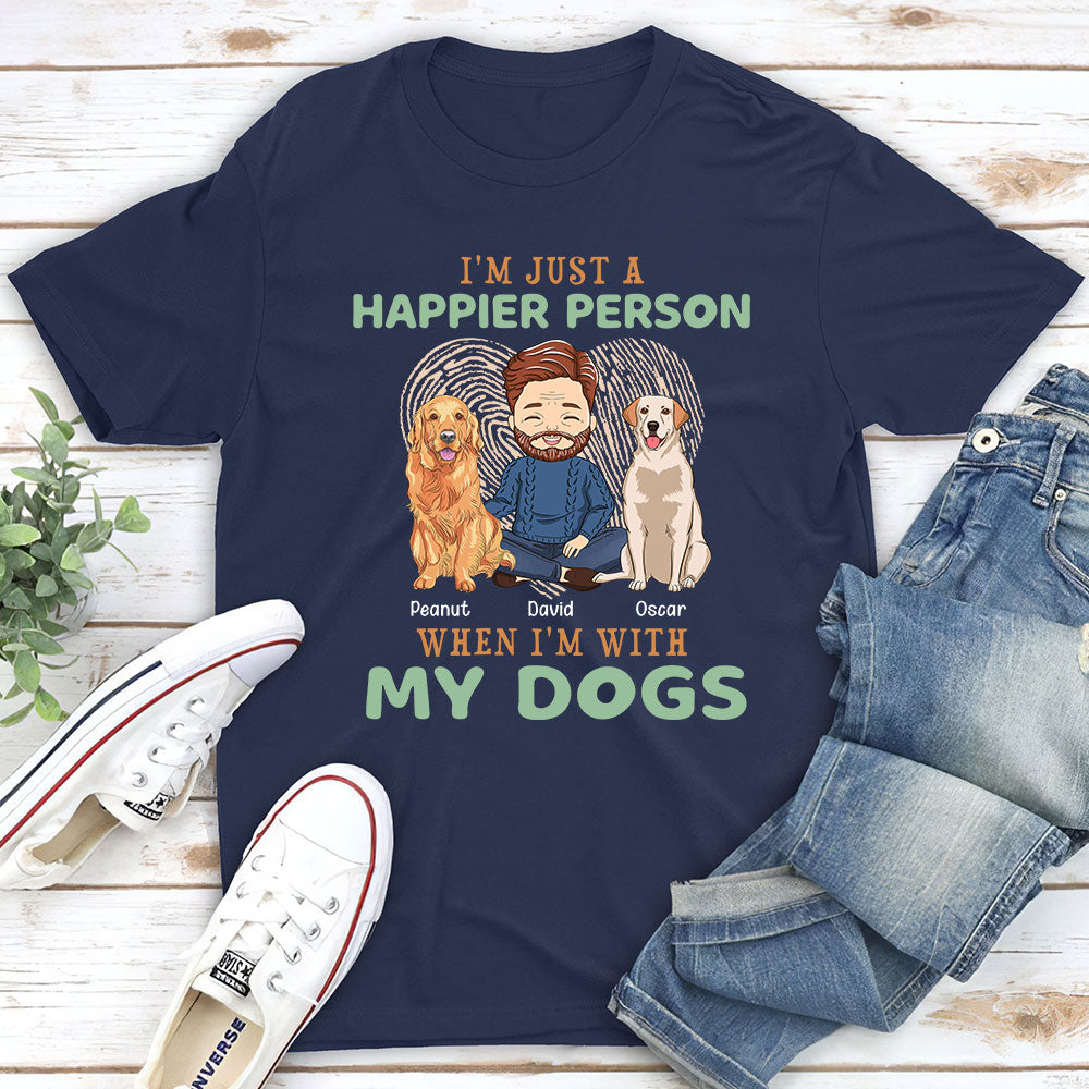 Happier Person - Personalized Custom Unisex T-shirt for Pet Lovers