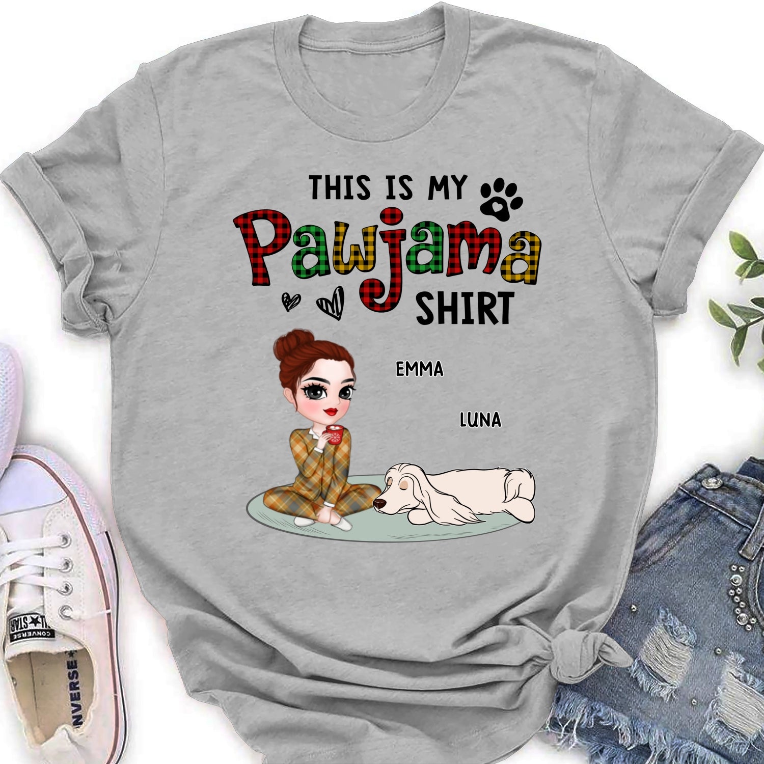 Pawjama Shirt Ver Pet - Personalized Custom Women's Fashionable T-Shirt for Pet Lovers