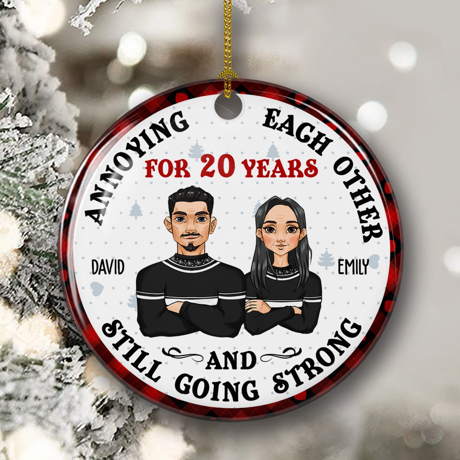 For Years - Premium Personalized Custom Circle White Ceramic Christmas Ornament with Vibrant Dye-Sublimation Printing