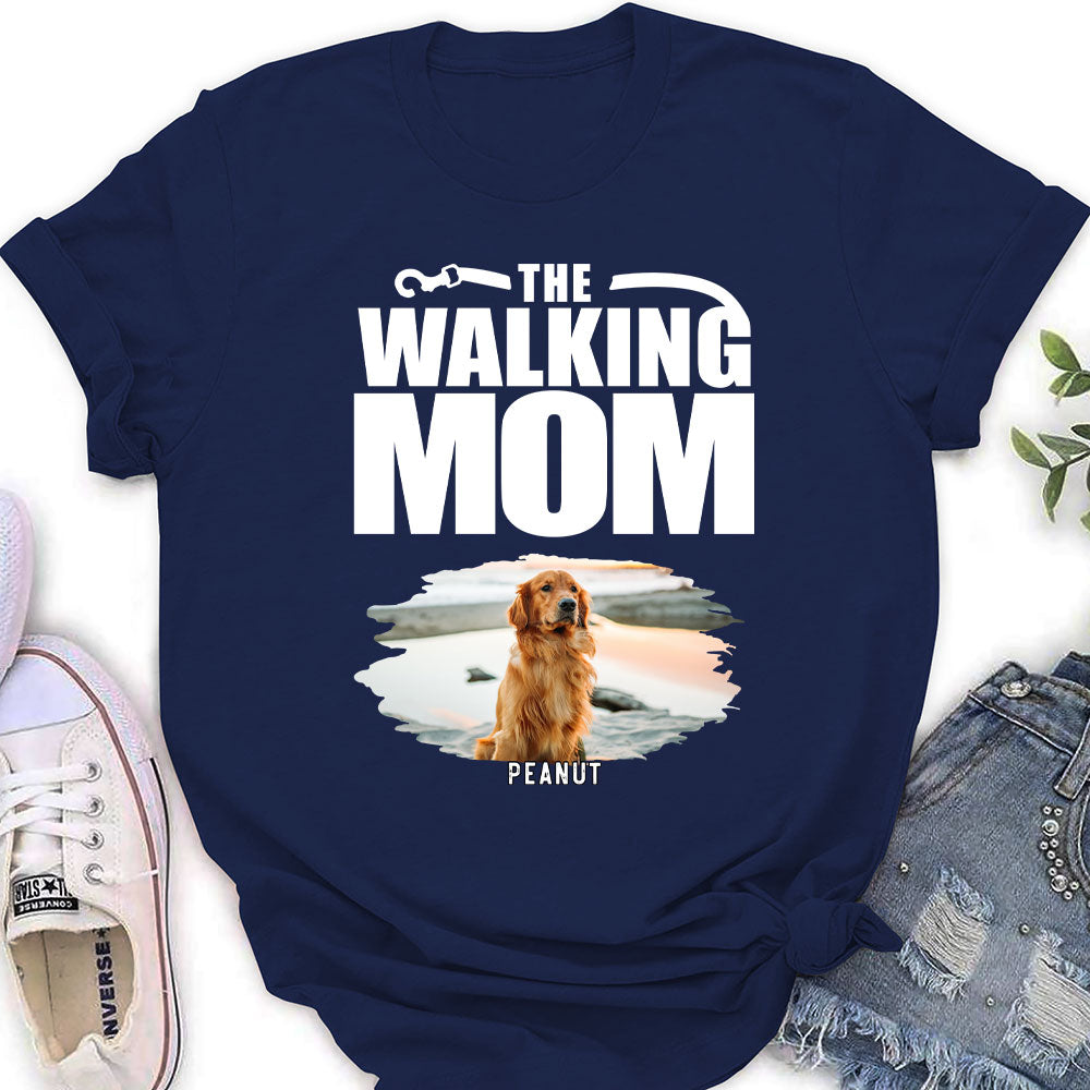 Walking Mom Photo - Personalized Custom Women's Heavy Cotton T-shirt with Feminine Pattern