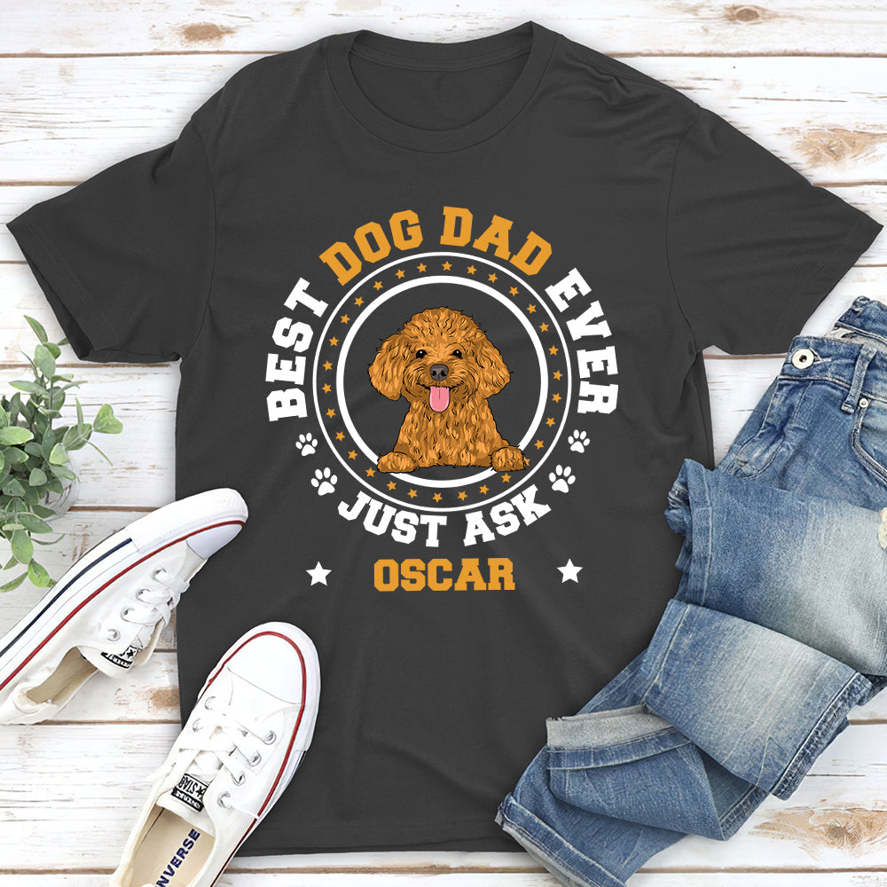 Best Dog Dad Circle - Personalized Custom Unisex 5.3 oz T-shirt for Pet Lovers