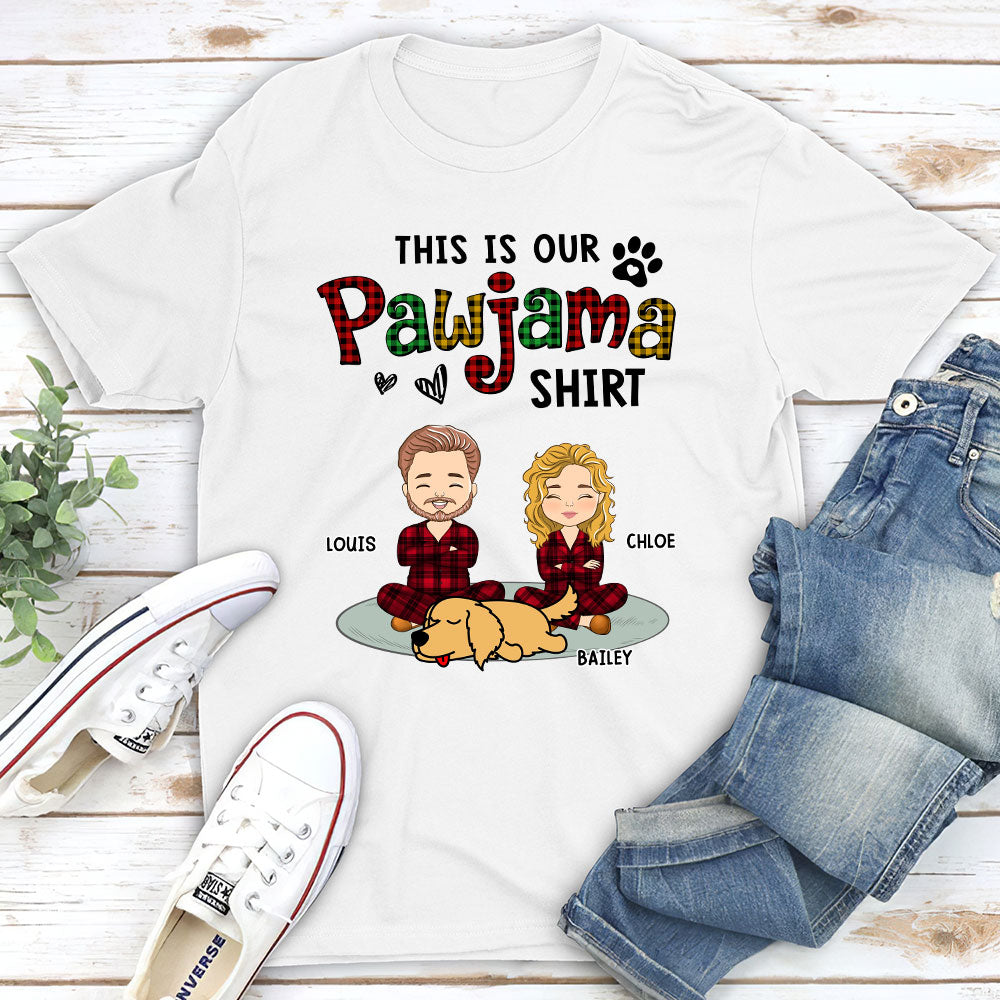 Pawjama Shirt Ver Couple - Personalized Custom Unisex 5.3 oz T-Shirt for Pet Lovers