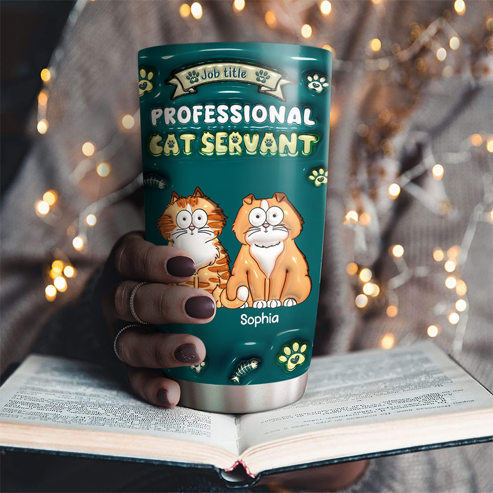 Unique Personalized Custom 3D Inflated Effect 20oz Professional Cat Servant Tumbler for All Occasions