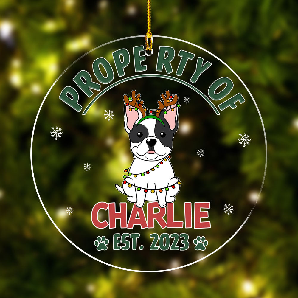Personalized Custom Acrylic Christmas Ornament - Property Of Simple Dog